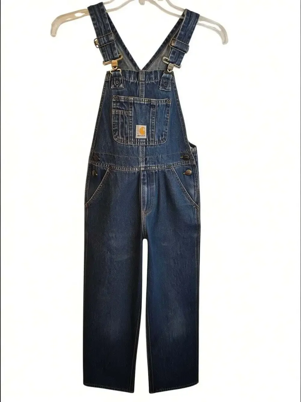 Carhartt Master Cloth Denim Overalls Size Youth 7 Blue Jeans Workwear